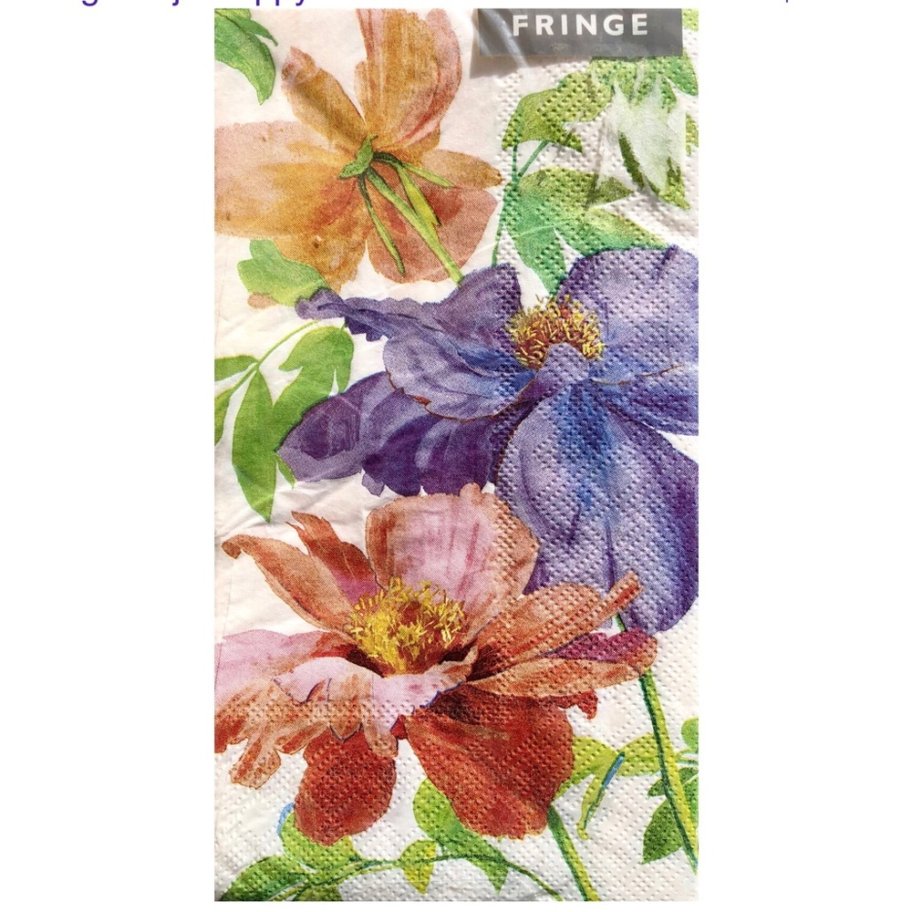 Fringe Two (2) Individual Baja Poppy DIY Decoupage Guest Towel Napkins (871022)